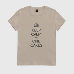 Футболка хлопковая женская Keep Calm no one cares, цвет: миндальный