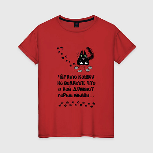 Женская футболка Про черную кошку / Красный – фото 1