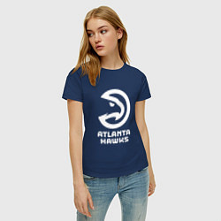 Футболка хлопковая женская Атланта Хокс, Atlanta Hawks, цвет: тёмно-синий — фото 2
