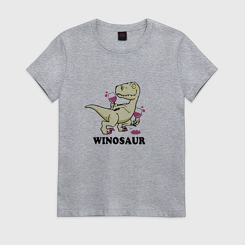 Женская футболка Винозавр, а вино будешь? / Меланж – фото 1