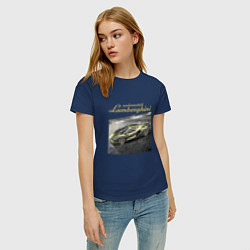 Футболка хлопковая женская Lamborghini Motorsport sketch, цвет: тёмно-синий — фото 2