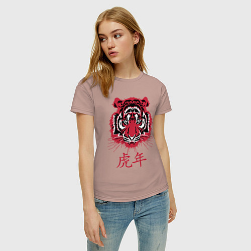 Женская футболка Китайский год тигра / Пыльно-розовый – фото 3
