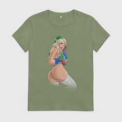 Футболка хлопковая женская Link girl from Legen of Zelda, цвет: авокадо