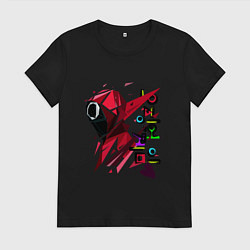 Футболка хлопковая женская Игра в кальмара! Стражники 2, цвет: черный