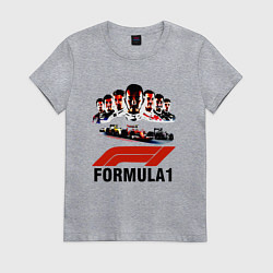 Футболка хлопковая женская Пилоты формулы 1, цвет: меланж