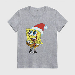 Женская футболка Рождественский Спанч Боб