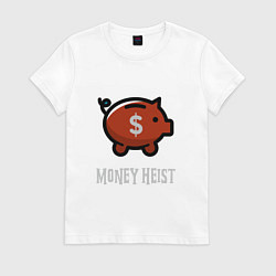Футболка хлопковая женская Money Heist Pig, цвет: белый