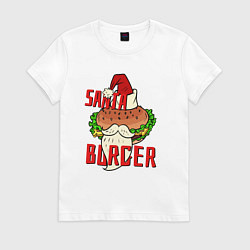 Футболка хлопковая женская Santa Burger, цвет: белый