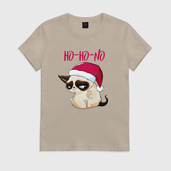 Футболка хлопковая женская Ugly cat Ho-Ho-No, цвет: миндальный