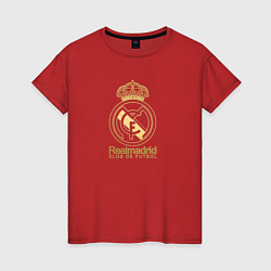 Футболка хлопковая женская Real Madrid gold logo, цвет: красный