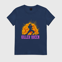 Футболка хлопковая женская JOJO KILLER QUEEN КОРОЛЕВА УБИЙЦА SMOKE, цвет: тёмно-синий