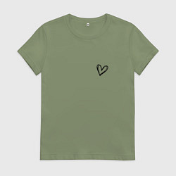 Футболка хлопковая женская Сердечко крохотное, цвет: авокадо