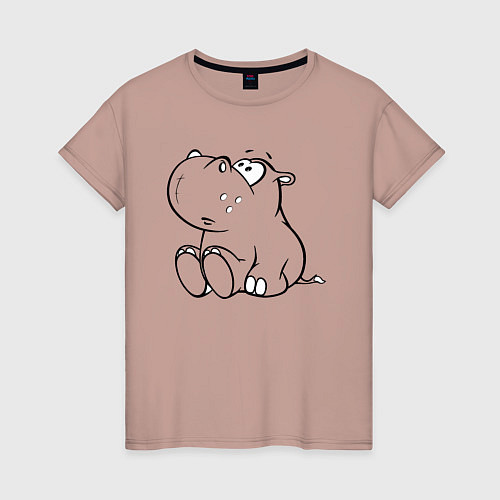 Женская футболка Бегемотик детский cotton theme / Пыльно-розовый – фото 1