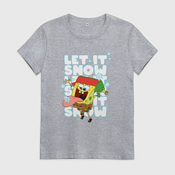 Футболка хлопковая женская LET IT SNOW ГУБКА БОБ, цвет: меланж