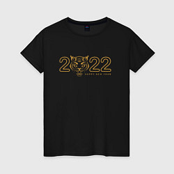 Футболка хлопковая женская Happy New Year 2022: Gold, цвет: черный