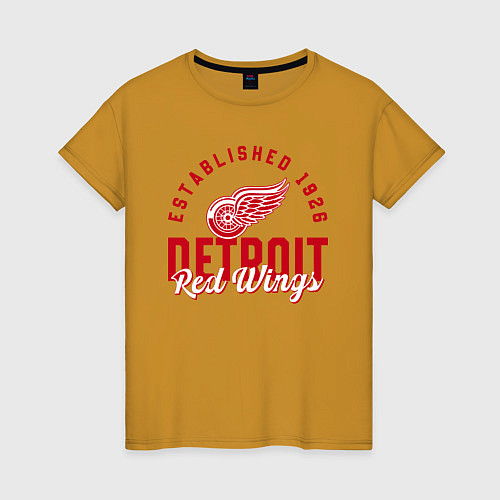 Женская футболка Detroit Red Wings Детройт Ред Вингз / Горчичный – фото 1