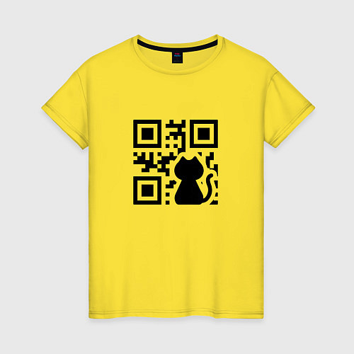 Женская футболка CAT QR CODE / Желтый – фото 1