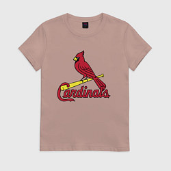 Футболка хлопковая женская St Louis Cardinals - baseball team, цвет: пыльно-розовый