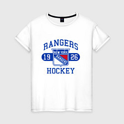Футболка хлопковая женская Нью Йорк Рейнджерс, New York Rangers, цвет: белый