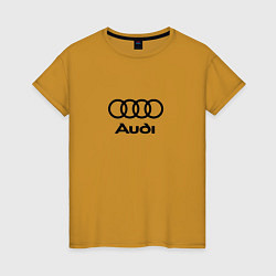 Футболка хлопковая женская Audi, цвет: горчичный