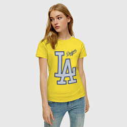 Футболка хлопковая женская Los Angeles Dodgers - baseball team, цвет: желтый — фото 2