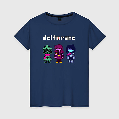 Женская футболка Deltarune лого персонажи / Тёмно-синий – фото 1