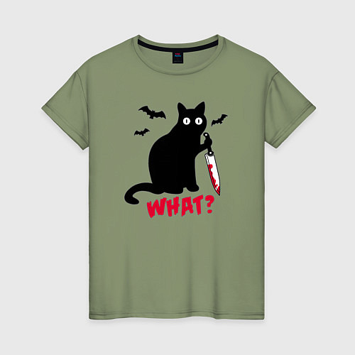 Женская футболка What? Кот маньяк / Авокадо – фото 1