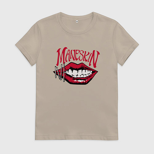 Женская футболка MANESKIN LEAP ГУБЫ РОК ГРУППА / Миндальный – фото 1
