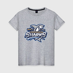 Футболка хлопковая женская Wilmington sharks -baseball team, цвет: меланж