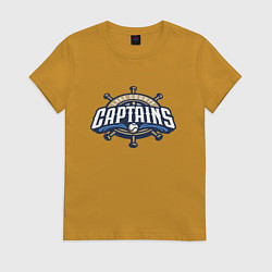 Футболка хлопковая женская Lake County Captains - baseball team, цвет: горчичный