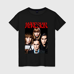 Футболка хлопковая женская MANESKIN POSTER СОСТАВ, цвет: черный