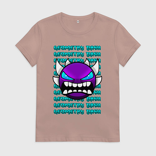 Женская футболка GEOMETRY DASH ФИОЛЕТОВЫЙ ДЕМОН ГЕОМЕТРИЯ / Пыльно-розовый – фото 1
