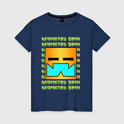 Футболка хлопковая женская GEOMETRY DASH КЛАССИКА УРОВЕНЬ, цвет: тёмно-синий