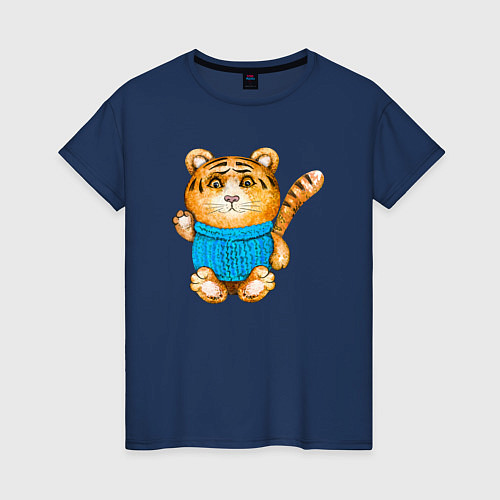 Женская футболка Плюшевый тигренок / Тёмно-синий – фото 1