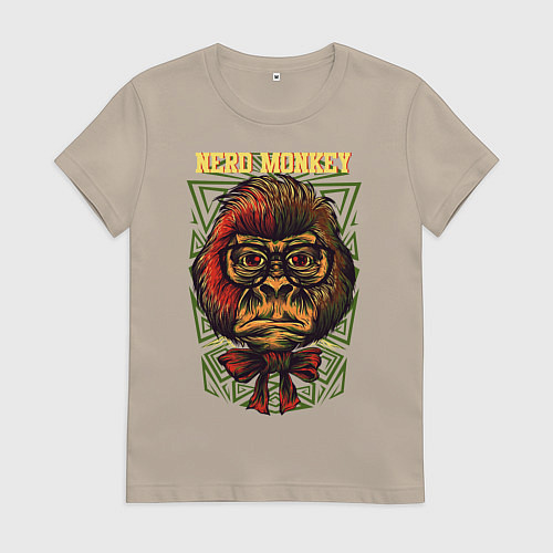 Женская футболка Обезьяна ботан / Миндальный – фото 1