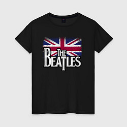 Футболка хлопковая женская The Beatles Great Britain Битлз, цвет: черный