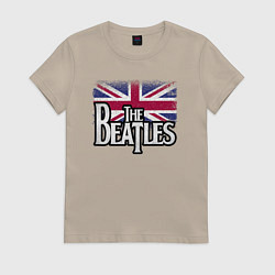 Футболка хлопковая женская The Beatles Great Britain Битлз, цвет: миндальный