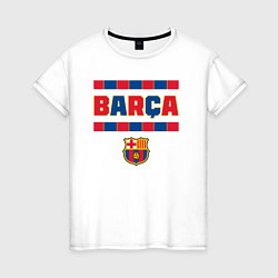 Футболка хлопковая женская Barcelona FC ФК Барселона, цвет: белый