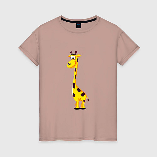 Женская футболка Веселый жирафик / Пыльно-розовый – фото 1