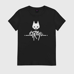 Футболка хлопковая женская Stray: White Logo, цвет: черный