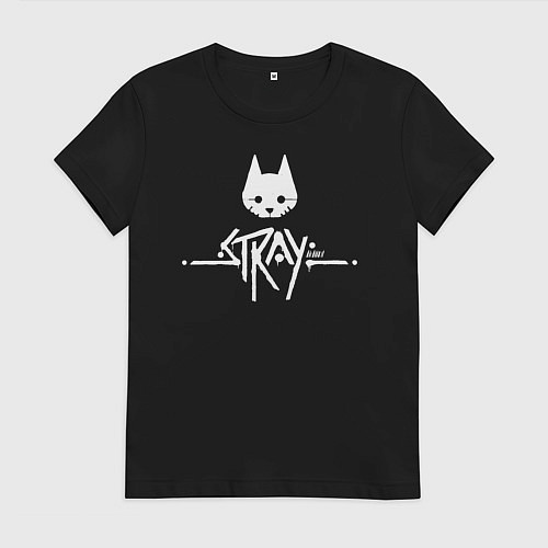 Женская футболка Stray: White Logo / Черный – фото 1