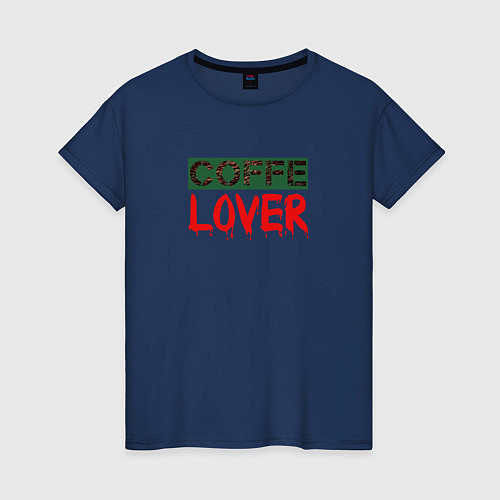 Женская футболка COFFELOVER-для любителей кофе / Тёмно-синий – фото 1