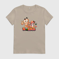 Футболка хлопковая женская Червячки Worms, цвет: миндальный