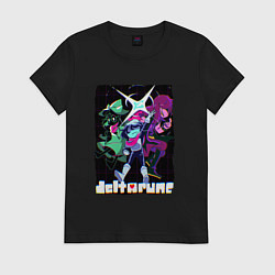Футболка хлопковая женская DELTARUNE HEROES ATTACK!, цвет: черный