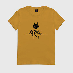 Футболка хлопковая женская Stray: Black Logo, цвет: горчичный