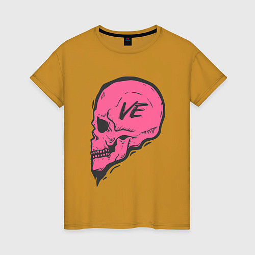 Женская футболка LOVE - череп / Горчичный – фото 1