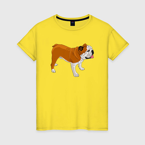 Женская футболка Английский бульдог рисунок собаки / Желтый – фото 1