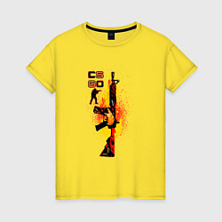 Футболка хлопковая женская CS GO Винтовка M4A4 HOWL, цвет: желтый