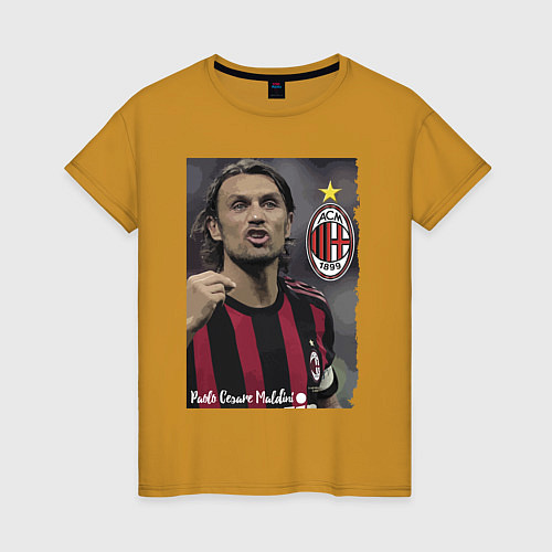 Женская футболка Paolo Cesare Maldini - Milan, captain / Горчичный – фото 1