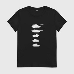 Футболка хлопковая женская ВИДЫ ТАНКОВ, цвет: черный